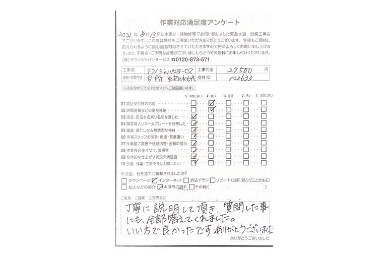 仙台市青葉区の台所蛇口の水漏れ事例