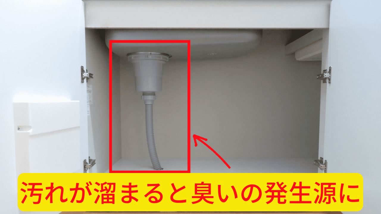 排水ホース(パイプ)の汚れが溜まると臭いの発生源になる